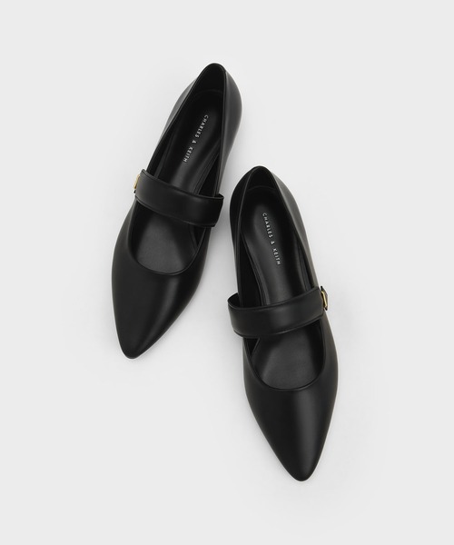 クロックエフェクトポインテッドトゥメリージェーンフラット/Croc-EffectPointed-ToeMaryJaneFlats