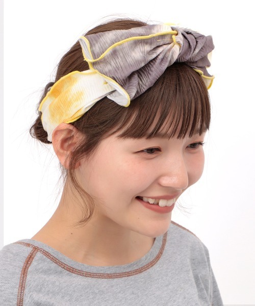 チチカカ（チチカカ）の「タイダイボリュームリボンヘアバンド（ヘアバンド・レディース・ブラック/イエロー・FREE）」の6枚目の写真