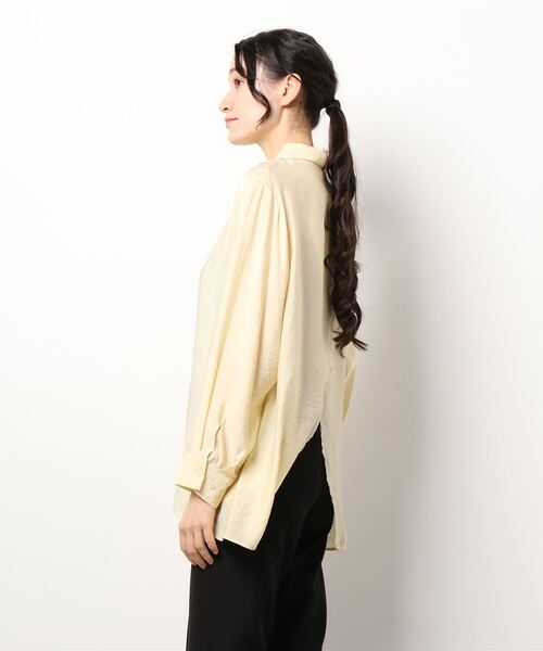 y/m by misato（イムバイミサト）の「シアーバッククロスシャツ（シャツ/ブラウス・レディース・ライトイエロー/オフホワイト・FREE）」の10枚目の写真