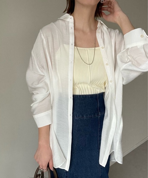 y/m by misato（イムバイミサト）の「シアーバッククロスシャツ（シャツ/ブラウス・レディース・ライトイエロー/オフホワイト・FREE）」の16枚目の写真