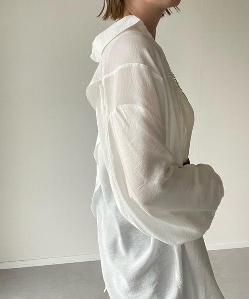 y/m by misato（イムバイミサト）の「シアーバッククロスシャツ（シャツ/ブラウス・レディース・ライトイエロー/オフホワイト・FREE）」の18枚目の写真