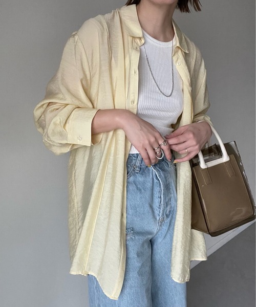 y/m by misato（イムバイミサト）の「シアーバッククロスシャツ（シャツ/ブラウス・レディース・ライトイエロー/オフホワイト・FREE）」の7枚目の写真