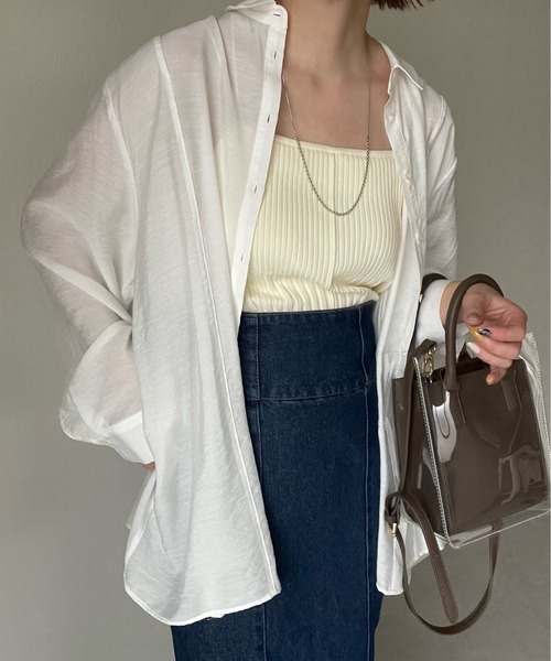 y/m by misato（イムバイミサト）の「シアーバッククロスシャツ（シャツ/ブラウス・レディース・ライトイエロー/オフホワイト・FREE）」の19枚目の写真