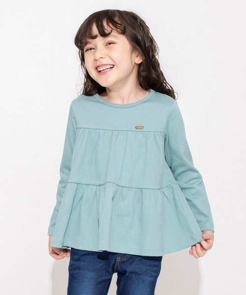 BRANSHES(ブランシェス)の「ティアード長袖Tシャツ ロンT(Tシャツ/カットソー・キッズ・チャコールグレー/ライトグリーン・130/90/100/120/150/110/140)」の12枚目の写真