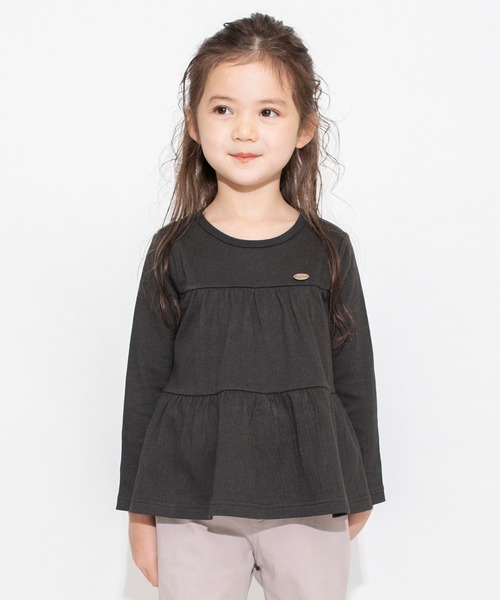 BRANSHES(ブランシェス)の「ティアード長袖Tシャツ ロンT(Tシャツ/カットソー・キッズ・チャコールグレー/ライトグリーン・130/90/100/120/150/110/140)」の5枚目の写真
