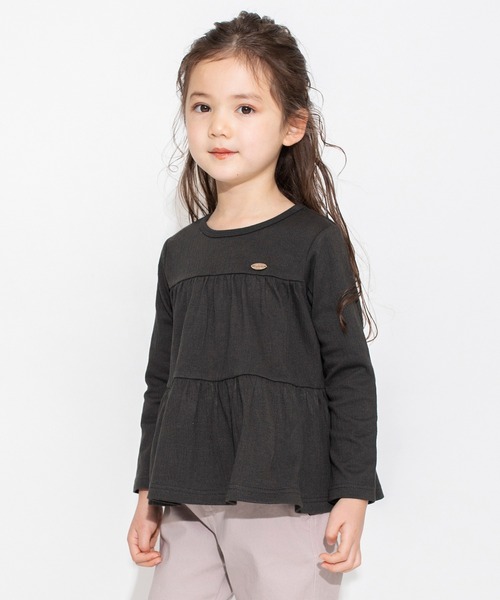 BRANSHES(ブランシェス)の「ティアード長袖Tシャツ ロンT(Tシャツ/カットソー・キッズ・チャコールグレー/ライトグリーン・130/90/100/120/150/110/140)」の3枚目の写真