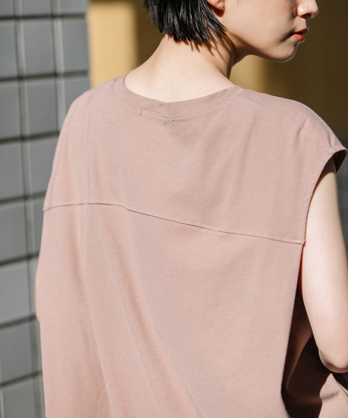 Munich（ミューニック）の「ヴィンテージツイストジャージスリーブレストップス（Tシャツ/カットソー・レディース・ホワイト/ブラック/ベージュ/スモークピンク・FREE）」の14枚目の写真