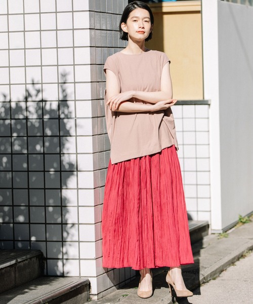 Munich（ミューニック）の「ヴィンテージツイストジャージスリーブレストップス（Tシャツ/カットソー・レディース・ホワイト/ブラック/ベージュ/スモークピンク・FREE）」の5枚目の写真