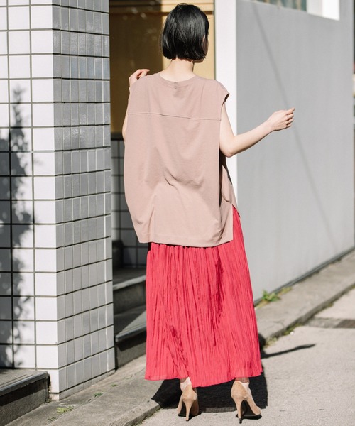 Munich（ミューニック）の「ヴィンテージツイストジャージスリーブレストップス（Tシャツ/カットソー・レディース・ホワイト/ブラック/ベージュ/スモークピンク・FREE）」の8枚目の写真