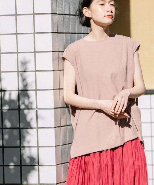 Munich（ミューニック）の「ヴィンテージツイストジャージスリーブレストップス（Tシャツ/カットソー・レディース・ホワイト/ブラック/ベージュ/スモークピンク・FREE）」の9枚目の写真