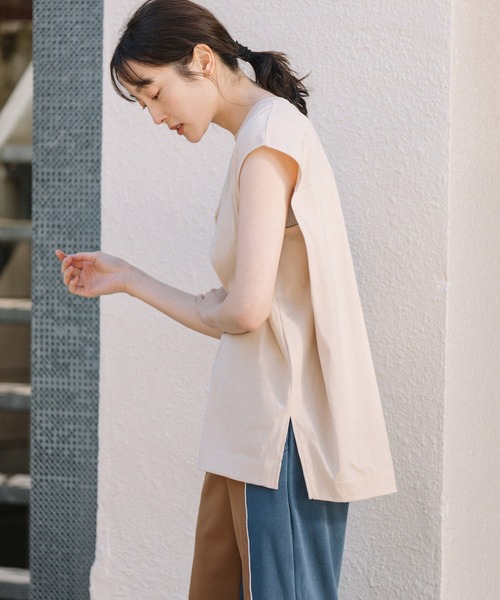 Munich（ミューニック）の「ヴィンテージツイストジャージスリーブレストップス（Tシャツ/カットソー・レディース・ホワイト/ブラック/ベージュ/スモークピンク・FREE）」の20枚目の写真