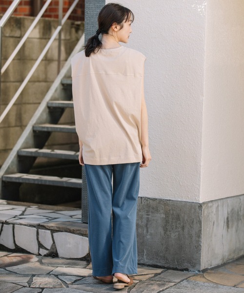 Munich（ミューニック）の「ヴィンテージツイストジャージスリーブレストップス（Tシャツ/カットソー・レディース・ホワイト/ブラック/ベージュ/スモークピンク・FREE）」の18枚目の写真