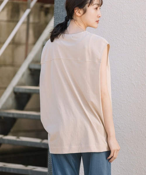 Munich（ミューニック）の「ヴィンテージツイストジャージスリーブレストップス（Tシャツ/カットソー・レディース・ホワイト/ブラック/ベージュ/スモークピンク・FREE）」の21枚目の写真