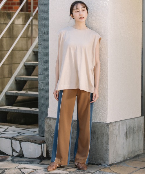 Munich（ミューニック）の「ヴィンテージツイストジャージスリーブレストップス（Tシャツ/カットソー・レディース・ホワイト/ブラック/ベージュ/スモークピンク・FREE）」の16枚目の写真