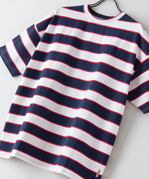 OUTDOOR PRODUCTS APPAREL(アウトドアプロダクツアパレル)の「マルチボーダー BIG/ビッグシルエット Tシャツ(Tシャツ/カットソー・レディース・ブラック/ベージュ/オフホワイト/イエロー/グリーン・MEDIUM)」の1枚目の写真