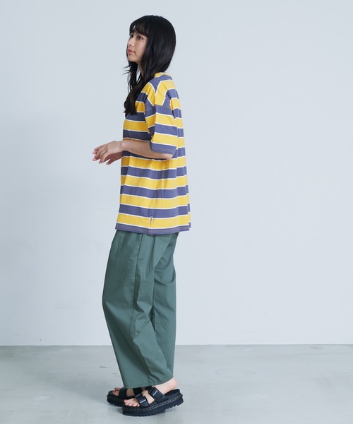 OUTDOOR PRODUCTS APPAREL(アウトドアプロダクツアパレル)の「マルチボーダー BIG/ビッグシルエット Tシャツ(Tシャツ/カットソー・レディース・ブラック/ベージュ/オフホワイト/イエロー/グリーン・MEDIUM)」の22枚目の写真