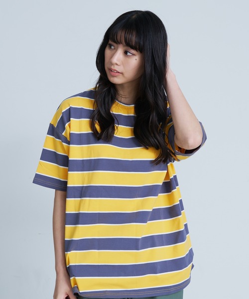 OUTDOOR PRODUCTS APPAREL(アウトドアプロダクツアパレル)の「マルチボーダー BIG/ビッグシルエット Tシャツ(Tシャツ/カットソー・レディース・ブラック/ベージュ/オフホワイト/イエロー/グリーン・MEDIUM)」の19枚目の写真