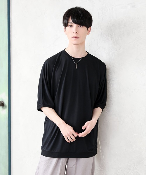 TopIsm(トップイズム)の「ワイドシルエット 無地ドルマンクルーネック 半袖カットソー(Tシャツ/カットソー・メンズ・ブルー/ブラック/チャコールグレー/ホワイト/ミント・L/M)」の3枚目の写真