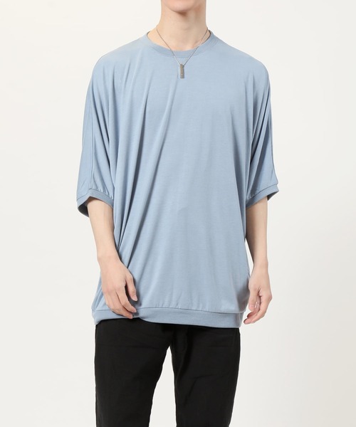 TopIsm(トップイズム)の「ワイドシルエット 無地ドルマンクルーネック 半袖カットソー(Tシャツ/カットソー・メンズ・ブルー/ブラック/チャコールグレー/ホワイト/ミント・L/M)」の11枚目の写真