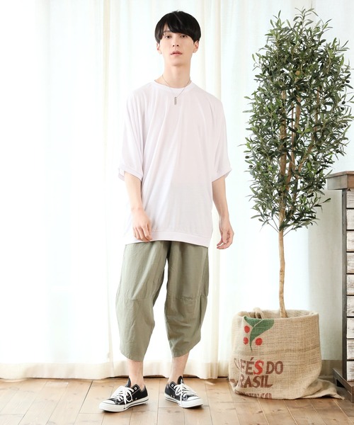 TopIsm(トップイズム)の「ワイドシルエット 無地ドルマンクルーネック 半袖カットソー(Tシャツ/カットソー・メンズ・ブルー/ブラック/チャコールグレー/ホワイト/ミント・L/M)」の6枚目の写真