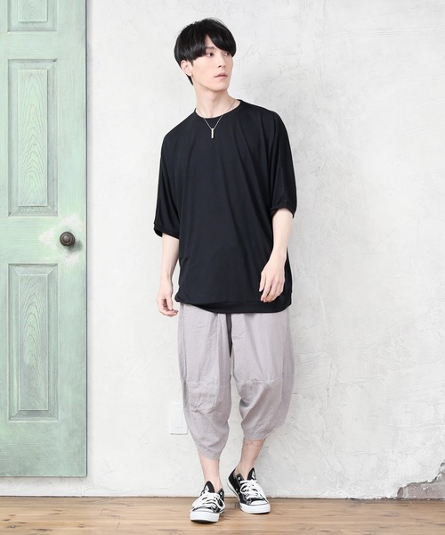 TopIsm(トップイズム)の「ワイドシルエット 無地ドルマンクルーネック 半袖カットソー(Tシャツ/カットソー・メンズ・ブルー/ブラック/チャコールグレー/ホワイト/ミント・L/M)」の7枚目の写真