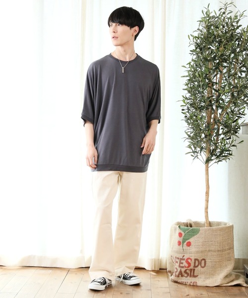 TopIsm(トップイズム)の「ワイドシルエット 無地ドルマンクルーネック 半袖カットソー(Tシャツ/カットソー・メンズ・ブルー/ブラック/チャコールグレー/ホワイト/ミント・L/M)」の8枚目の写真