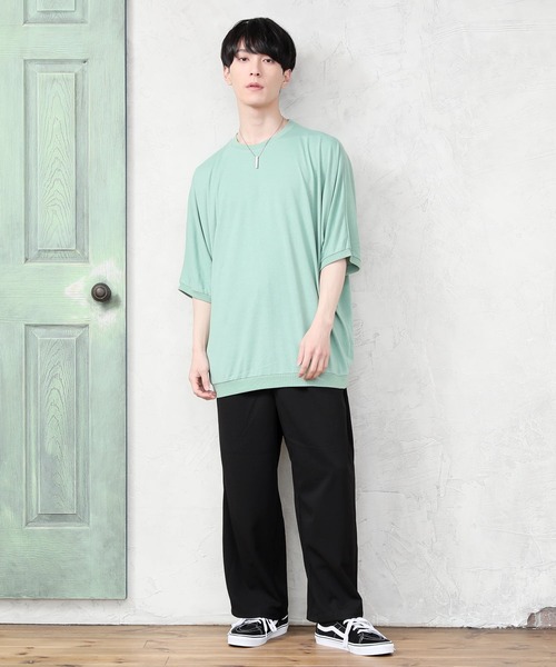 TopIsm(トップイズム)の「ワイドシルエット 無地ドルマンクルーネック 半袖カットソー(Tシャツ/カットソー・メンズ・ブルー/ブラック/チャコールグレー/ホワイト/ミント・L/M)」の9枚目の写真