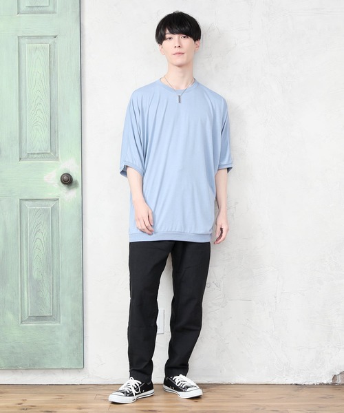 TopIsm(トップイズム)の「ワイドシルエット 無地ドルマンクルーネック 半袖カットソー(Tシャツ/カットソー・メンズ・ブルー/ブラック/チャコールグレー/ホワイト/ミント・L/M)」の10枚目の写真