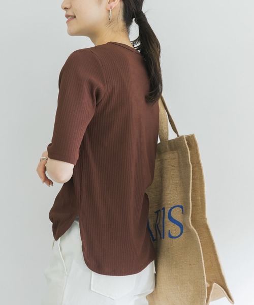 URBAN RESEARCH（アーバンリサーチ）の「『UR TECH ひやサラクール』AIR DRY 5分袖カットソー（Tシャツ/カットソー・レディース・ブラウン/ホワイト/ブラック/グリーン/グレー系その他/カーキ・FREE）」の9枚目の写真