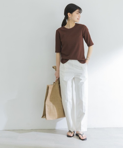 URBAN RESEARCH（アーバンリサーチ）の「『UR TECH ひやサラクール』AIR DRY 5分袖カットソー（Tシャツ/カットソー・レディース・ブラウン/ホワイト/ブラック/グリーン/グレー系その他/カーキ・FREE）」の12枚目の写真