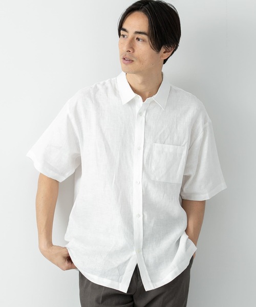 URBAN RESEARCH ROSSO MEN(アーバンリサーチロッソメン)の「『XLサイズあり』リネンレギュラーカラー半袖シャツ(シャツ/ブラウス・メンズ・ベージュ/カーキ/ホワイト/ネイビー・MEDIUM/SMALL/X-LARGE/LARGE)」の2枚目の写真