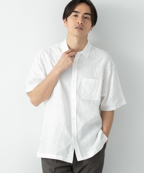 URBAN RESEARCH ROSSO MEN(アーバンリサーチロッソメン)の「『XLサイズあり』リネンレギュラーカラー半袖シャツ(シャツ/ブラウス・メンズ・ベージュ/カーキ/ホワイト/ネイビー・MEDIUM/SMALL/X-LARGE/LARGE)」の5枚目の写真