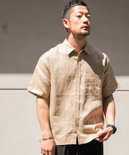 URBAN RESEARCH ROSSO MEN(アーバンリサーチロッソメン)の「『XLサイズあり』リネンレギュラーカラー半袖シャツ(シャツ/ブラウス・メンズ・ベージュ/カーキ/ホワイト/ネイビー・MEDIUM/SMALL/X-LARGE/LARGE)」の16枚目の写真