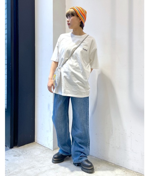 X-girl（エックスガール）の「VERTICAL WORDロゴTシャツ（Tシャツ/カットソー・レディース・ホワイト/ブラック/ライトブルー・S/M/L/XL）」の19枚目の写真