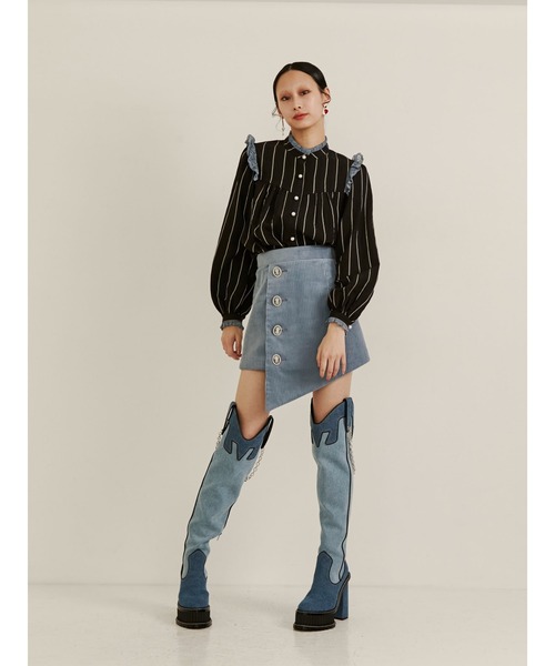 PAMEO POSE(パメオポーズ)の「Noble Pearl Blouse(シャツ/ブラウス・レディース・ホワイト/ブラック/オレンジ・FREE)」の14枚目の写真