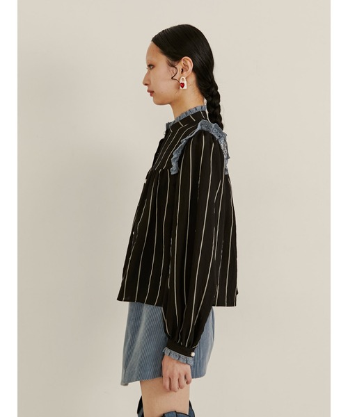 PAMEO POSE(パメオポーズ)の「Noble Pearl Blouse(シャツ/ブラウス・レディース・ホワイト/ブラック/オレンジ・FREE)」の10枚目の写真