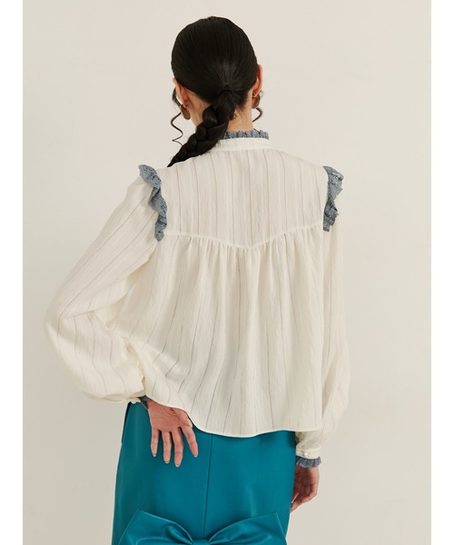 PAMEO POSE(パメオポーズ)の「Noble Pearl Blouse(シャツ/ブラウス・レディース・ホワイト/ブラック/オレンジ・FREE)」の18枚目の写真
