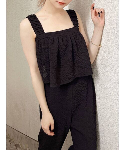 RESEXXY(リゼクシー)の「シャーリングトップス【セットアップ着用可能】(キャミソール・レディース・ホワイト/ブラック/グレー・FREE)」の1枚目の写真