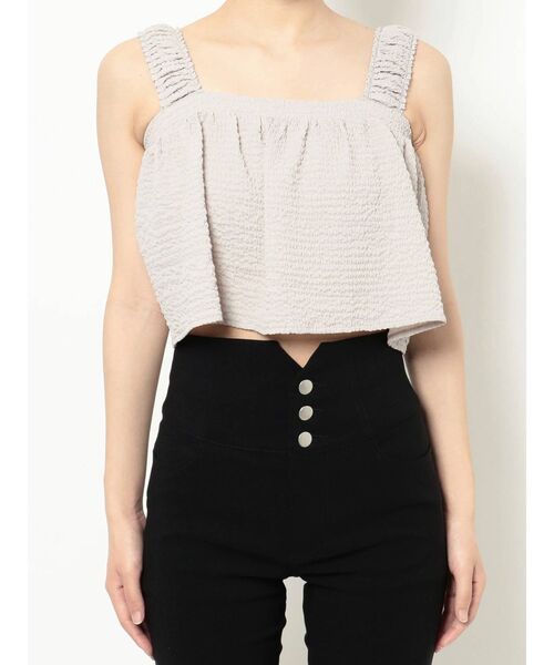 RESEXXY(リゼクシー)の「シャーリングトップス【セットアップ着用可能】(キャミソール・レディース・ホワイト/ブラック/グレー・FREE)」の6枚目の写真