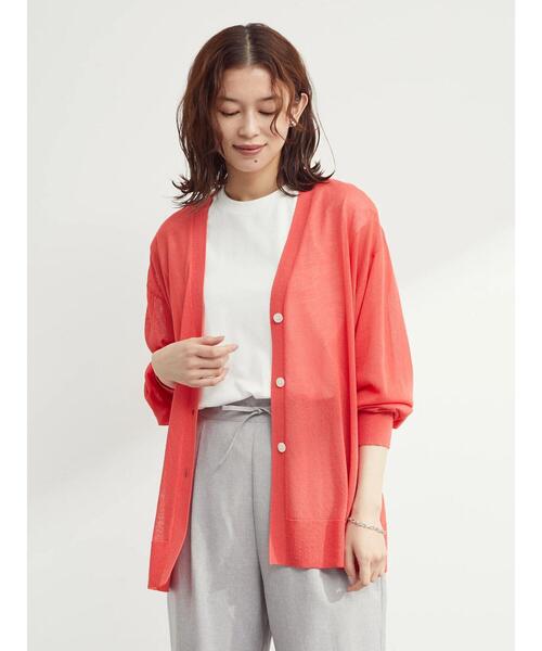 接触冷感Vネックカーデ