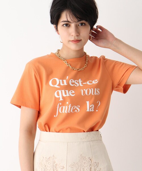 OPAQUE.CLIP（オペークドットクリップ）の「◆【C】ミックスフォントロゴTシャツ（Tシャツ/カットソー・レディース・チャコールグレー/オレンジ/ホワイト系・40/38/36）」の3枚目の写真