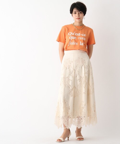 OPAQUE.CLIP（オペークドットクリップ）の「◆【C】ミックスフォントロゴTシャツ（Tシャツ/カットソー・レディース・チャコールグレー/オレンジ/ホワイト系・40/38/36）」の13枚目の写真