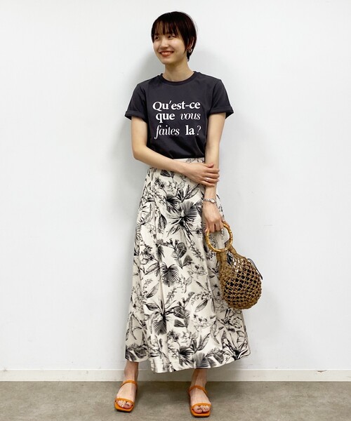 OPAQUE.CLIP（オペークドットクリップ）の「◆【C】ミックスフォントロゴTシャツ（Tシャツ/カットソー・レディース・チャコールグレー/オレンジ/ホワイト系・40/38/36）」の15枚目の写真