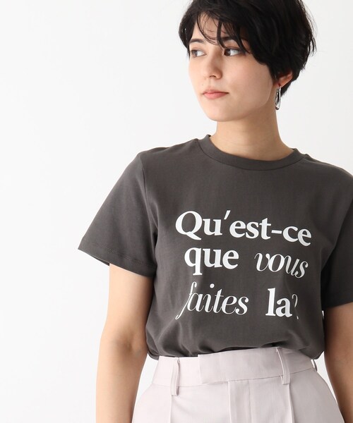 OPAQUE.CLIP（オペークドットクリップ）の「◆【C】ミックスフォントロゴTシャツ（Tシャツ/カットソー・レディース・チャコールグレー/オレンジ/ホワイト系・40/38/36）」の18枚目の写真