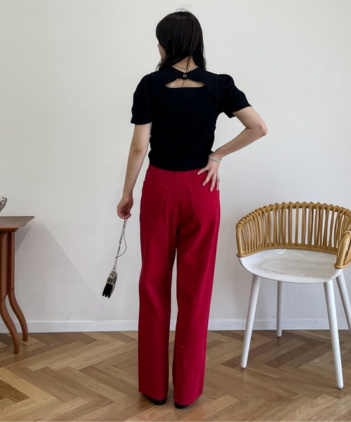 EPIMI E'PIMMY（エピミエピミー）の「2wayフロントディティールリブトップス（Tシャツ/カットソー・レディース・ブラック/杢グレー/ピンクベージュ・MEDIUM）」の6枚目の写真