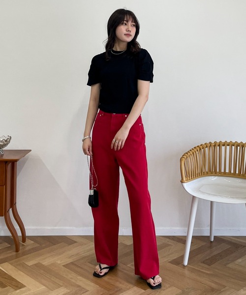 EPIMI E'PIMMY（エピミエピミー）の「2wayフロントディティールリブトップス（Tシャツ/カットソー・レディース・ブラック/杢グレー/ピンクベージュ・MEDIUM）」の5枚目の写真