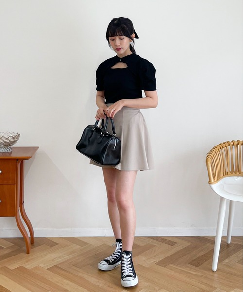 EPIMI E'PIMMY（エピミエピミー）の「2wayフロントディティールリブトップス（Tシャツ/カットソー・レディース・ブラック/杢グレー/ピンクベージュ・MEDIUM）」の13枚目の写真