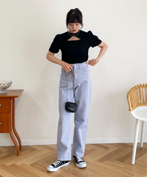 EPIMI E'PIMMY（エピミエピミー）の「2wayフロントディティールリブトップス（Tシャツ/カットソー・レディース・ブラック/杢グレー/ピンクベージュ・MEDIUM）」の14枚目の写真