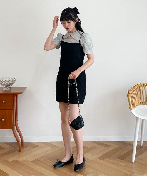 EPIMI E'PIMMY（エピミエピミー）の「2wayフロントディティールリブトップス（Tシャツ/カットソー・レディース・ブラック/杢グレー/ピンクベージュ・MEDIUM）」の15枚目の写真