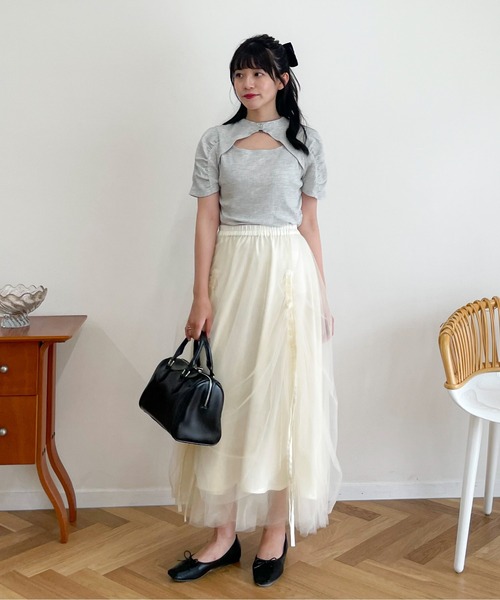 EPIMI E'PIMMY（エピミエピミー）の「2wayフロントディティールリブトップス（Tシャツ/カットソー・レディース・ブラック/杢グレー/ピンクベージュ・MEDIUM）」の16枚目の写真